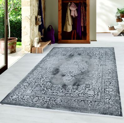 PIERRE CARDIN Design Teppich Orient Muster 100% Acryl Baumwollrücken Silber