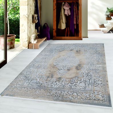 PIERRE CARDIN Design Teppich Orient Muster 100% Acryl Baumwollrücken Grau