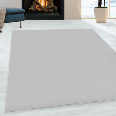 Soft Touch Teppich Wohnzimmer Kurzflor Teppich Antirutsch Waschbar Silber