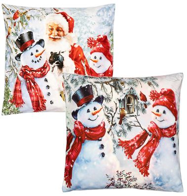 Kissenhülle Weihnachten Schneemänner 40x40 cm Kissenbezug Dekokissen