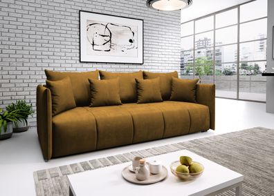 FURNIX Sofa ASVIL 3-Sitzer Schlafsofa Couch mit Schlaffunktion Bettkasten MH 48