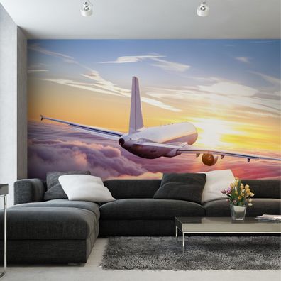 Muralo Selbstklebende Fototapeten XXL Büro Flugzeug Wolken Landschaft 3957