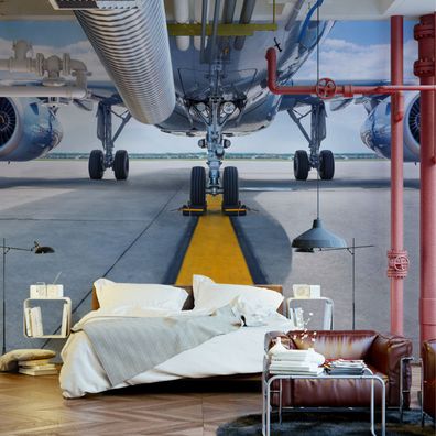 Muralo Selbstklebende Fototapeten XXL Garage Flugzeug Flughafen 3D 3959