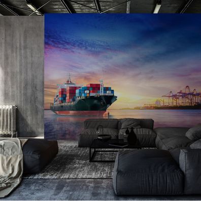 Muralo Selbstklebende Fototapeten XXL Garage Schiff Sonnenuntergang 3035