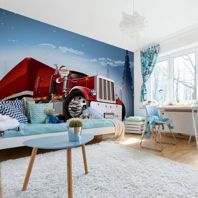 Muralo Selbstklebende Fototapeten XXL Jugend Lastwagen Weihnachten 2977