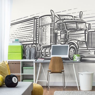 Muralo Selbstklebende Fototapeten XXL Büro Amerikanischer Lastwagen 2981