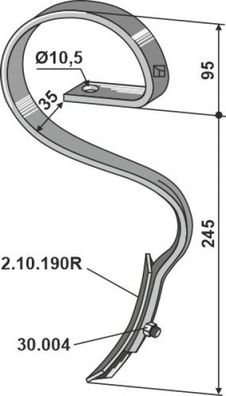 Schnellfluß-Zinken mit Schar 2.1019R