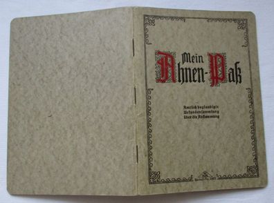 Mein Ahnen-Paß Bautzen um 1940 Reimer Nachf. Kuhn RNK Verlag Berlin (134617)