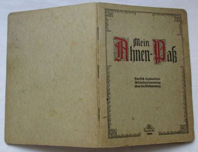 Mein Ahnen-Paß Görlitz 1938 Reimer Nachf. Kuhn RNK Verlag Berlin (153147)