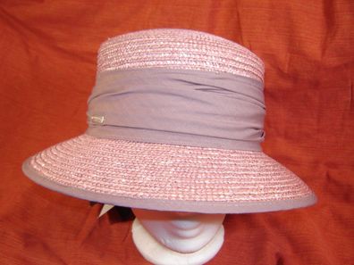 Damenhut Strohhut sehr chicer Hut gerader Rand Farbe rose Gr 56 -59 festlicher Hut