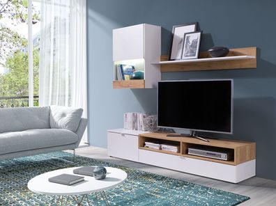 Wohnwand Roco Anbauwand Wohnzimmer-Set Schrankwand Möbel Modern Kollektion