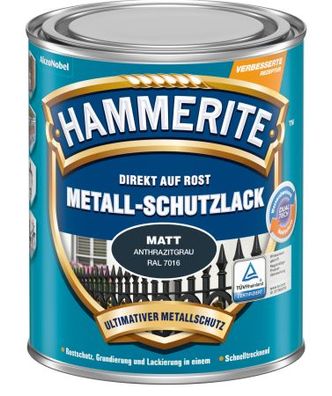 Hammerite Metall Schutzlack Matt Anthrazitgrau RAL 7016 250ml Nr. 5272545