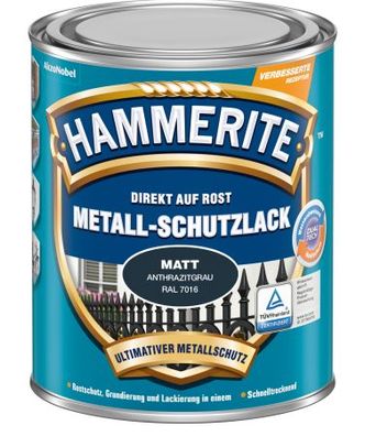 Hammerite Metall Schutzlack Matt Anthrazitgrau RAL 7016 750ml Nr. 5272546