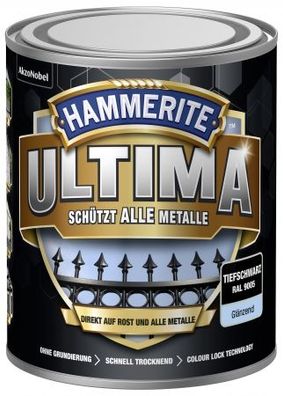 Hammerite Metallschutzlack ULTIMA glänzend Tiefschwarz RAL 9005 750ml Nr. 5379724