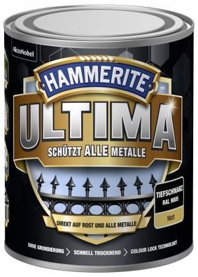 Hammerite Metallschutzlack ULTIMA matt Tiefschwarz RAL 9005 750 ml Nr. 5379754