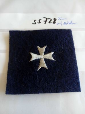 Malteser Abzeichen Handgestickt silbern auf dklblau 1 Stück (ss728)