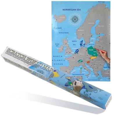 Landkarte zum Freirubbeln Europa. Format 45 x 70 cm,