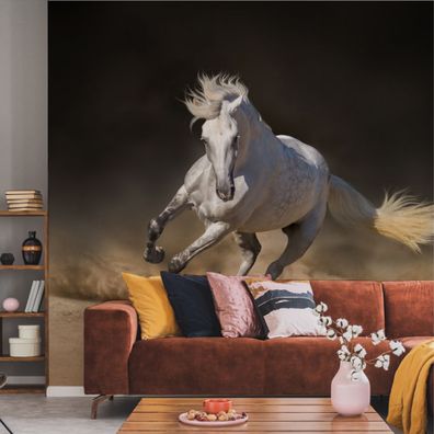 Muralo Selbstklebende Fototapeten XXL Galoppierendes Pferd Sand 3052