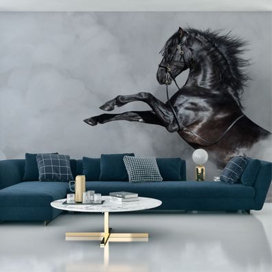 Muralo Selbstklebende Fototapeten XXL Schwarzes Pferd Rauch 3D 3074