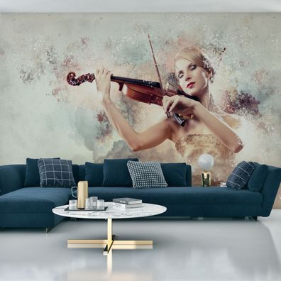 Muralo Selbstklebende Fototapeten XXL Wohnzimmer Frau Geige 3D 3617