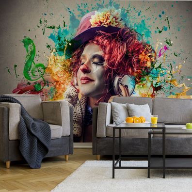 Muralo Selbstklebende Fototapeten XXL Wohnzimmer Musik Clown Noten 3D 3620