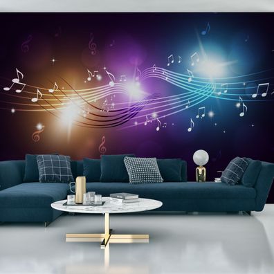 Muralo Selbstklebende Fototapeten XXL Wohnzimmer Bunte Noten Musik 3624