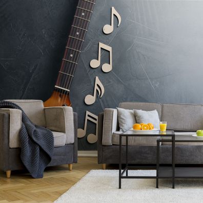 Muralo Selbstklebende Fototapeten XXL Gitarre Beton Noten 3D 3652