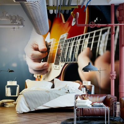 Muralo Selbstklebende Fototapeten XXL Büro Gitarre Musik Dekor 3D 3655