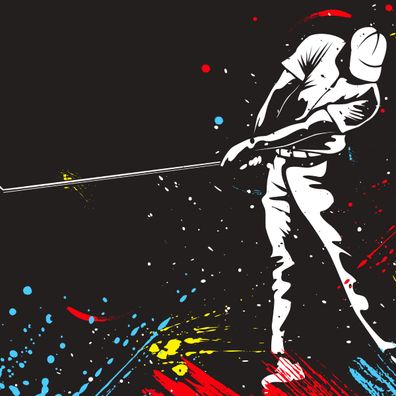 Muralo Selbstklebende Fototapeten XXL Büro Gemalter Golfspieler Golf 3911