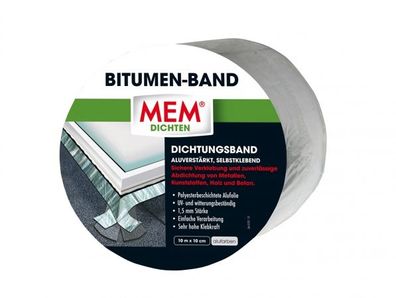 MEM Bitumen Band 10 cm x 10m Bitumen Dichtungsband alu Nr. 500481 Abdichtungsband Bit