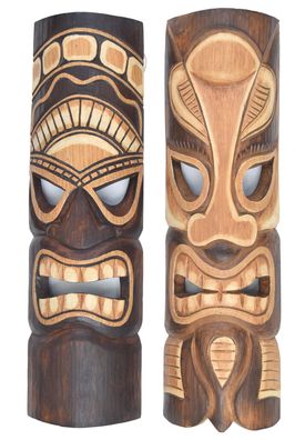 Tiki Masken 50cm 2 Stück im Hawaii Look Holzmaske Wandmasken Südsee