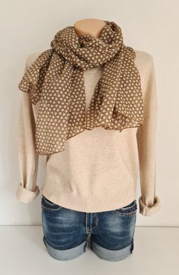 Blogger Italy Schal Tuch Halstuch Seide/ Baumwolle asymetrisch Fünfeckprint Camel