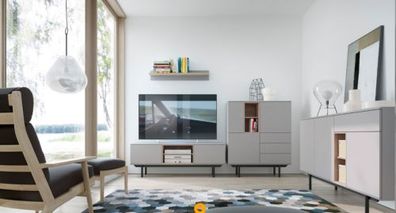 Möbelset SEVI für Wohnzimmer Lowboard, Kommode, Wandregal, Qualität