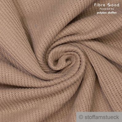 0,5 Meter Baumwolle Polyester Rib Jersey grob beige Fibre Mood Rippenjersey