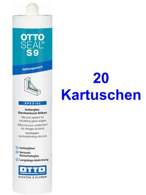 Ottoseal® S9 20 x 310ml Isolierglas-Randverbund-Silikon schwarz Langlebige Abdichtung