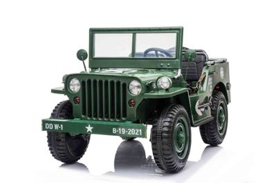 Jeep Willys MB Retro 3-Sitzer 24V - 4x120W - grün - Kinderauto - Kinder Elektroauto