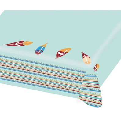 Amscan Papier Tischdecke Tepee & Tomahawk 115x175 cm Indianer Feder Herbst Deko