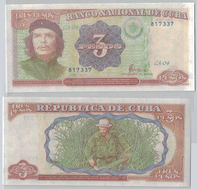 3 Pesos Banknote Cuba Kuba 1995 Ché kassenfrisch (141652)