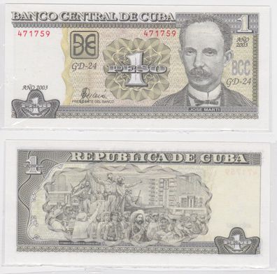 1 Peso Banknote Cuba Kuba 2003 Jose Marti kassenfrisch (152947)