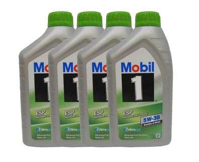 4 x 1L (4 Liter) MOBIL 1 ESP dexos2 5W-30 Motoröl Benzin und Diesel