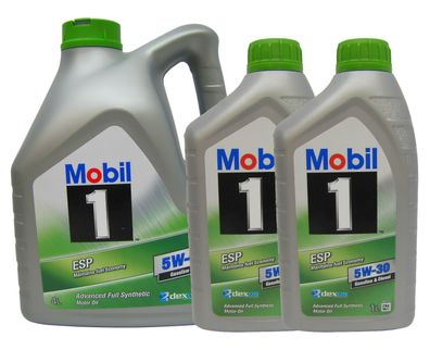 4L + 1L + 1L (6 Liter) MOBIL 1 ESP dexos2 5W-30 Motoröl Benzin und Diesel