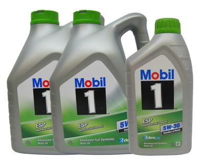 2x 4L + 1L (9 Liter) MOBIL 1 ESP dexos2 5W-30 Motoröl Benzin und Diesel