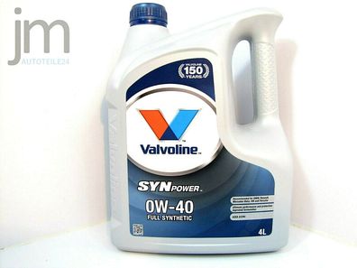 4L (4 Liter) Valvoline Synpower 0W40 Motoröl Öl SAE 0W-40 Oil