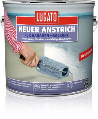 Lugato Neuer Anstrich für Garagen + Balkone 2,5L Zementgrau Nr. 5450 Acryl-Beschichtu