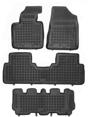 4-teilige schwarze Gummifußmatte für KIA Sorento III 7 Sitze Bj. ab 2015