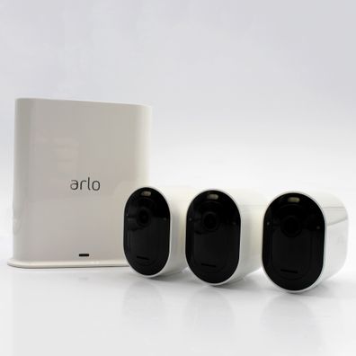 Arlo Pro3 WLAN Überwachungskamera aussen, 2K UHD, 3er Set, kabellos, Bewegungsmeld