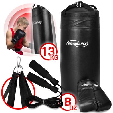 Physionics® Kinder Boxsack Set Sandsack Kit Boxhandschuhe Punching Bag