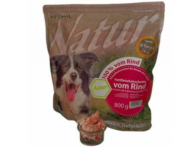Petman Natur Fettfleischabschnitte vom Rind Hundefutter 800 g (Inhalt Paket: 8 Stück)