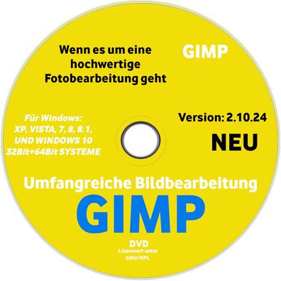 GIMP 2.10.28 CD - Digital BILD FOTO Bearbeitung GRAFIK EDITOR Windows 7-8-10