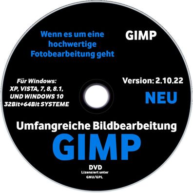 GIMP 2.10.30 CD - Digitale BILD FOTO Bearbeitung GRAFIK EDITOR für Windows 7-8-10-11